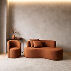 Conjunto 01 Poltrona + Sofá Curvo Orgânico Nature Gaia Boucle