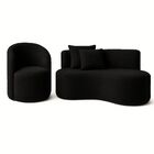 Conjunto 01 Poltrona + Sofá Curvo Orgânico Nature Gaia Boucle