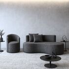 Conjunto 01 Poltrona + Sofá Curvo Orgânico Nature Gaia Boucle