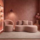 Conjunto 01 Poltrona + Sofá Curvo Orgânico Nature Gaia Boucle