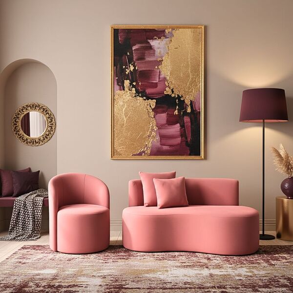 Conjunto 01 Poltrona + Sofá Curvo Orgânico Nature Gaia Suede