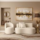 Conjunto 01 Poltrona + Sofá Curvo Orgânico Nature Gaia Suede