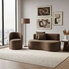 Conjunto 01 Poltrona + Sofá Curvo Orgânico Nature Gaia Veludo