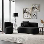 Conjunto 01 Poltrona + Sofá Curvo Orgânico Nature Gaia Veludo