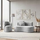 Conjunto 01 Poltrona + Sofá Curvo Orgânico Nature Gaia Veludo