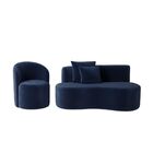 Conjunto 01 Poltrona + Sofá Curvo Orgânico Nature Gaia Veludo