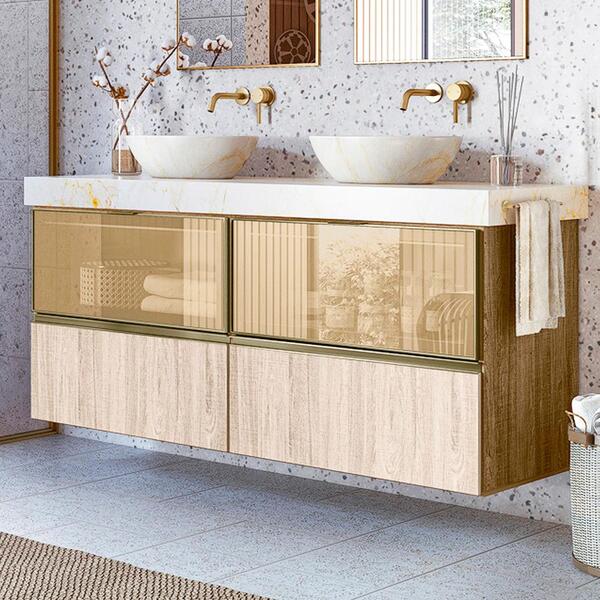 Conjunto 02 Balcoes Para Banheiro Sem Tampo Mdf Kali Cj14