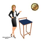 Conjunto 02 Banqueta Alta Industrial Pietra Suede Base Cobre