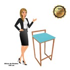 Conjunto 02 Banqueta Alta Industrial Pietra Suede Base Cobre