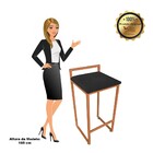 Conjunto 02 Banqueta Alta Industrial Pietra Suede Base Cobre