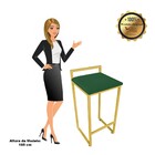 Conjunto 02 Banqueta Alta Industrial Pietra Suede Base Dourad