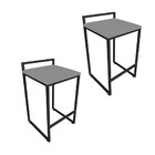 Conjunto 02 Banqueta Alta Industrial Pietra Suede Base Preto