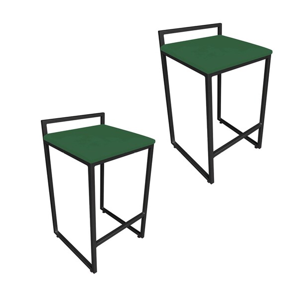 Conjunto 02 Banqueta Alta Industrial Pietra Suede Base Preto