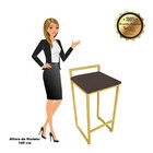 Conjunto 02 Banqueta Alta Industrial Pietra Suede Marrom Base