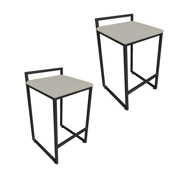 Conjunto 02 Banqueta Alta Industrial Pietra Suede Marrom Rato