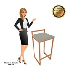 Conjunto 02 Banqueta Alta Industrial Pietra Suede Marrom Rato