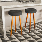 Conjunto 02 Banqueta Rubi Suede Preto - D'rossi