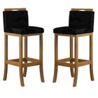 Conjunto 02 Banquetas Alta Em Madeira Maciça Londres  Amendôa