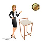 Conjunto 02 Banquetas Alta Lavinia Suede Base Cobre D03 - D'r