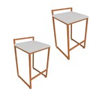 Conjunto 02 Banquetas Alta Lavinia Suede Base Cobre D03 - D'r