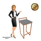 Conjunto 02 Banquetas Alta Lavinia Suede Base Cobre D03 - D'r