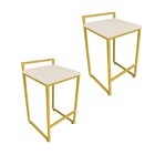 Conjunto 02 Banquetas Alta Lavinia Suede Base Dourado - Bege