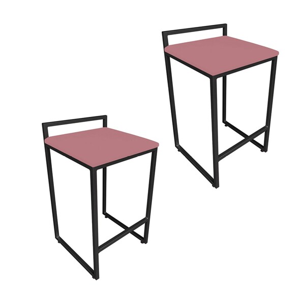 Conjunto 02 Banquetas Alta Lavinia Suede Base Preto D03 - D'r