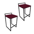 Conjunto 02 Banquetas Alta Lavinia Suede Base Preto D03 - D'r