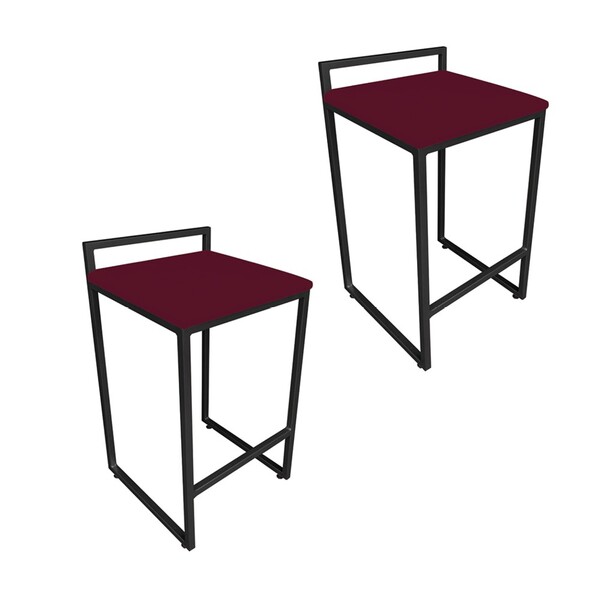 Conjunto 02 Banquetas Alta Lavinia Suede Base Preto D03 - D'r