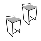 Conjunto 02 Banquetas Alta Lavinia Suede Base Preto D03 - D'r