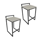 Conjunto 02 Banquetas Alta Lavinia Suede Base Preto D03 - D'r