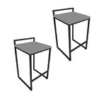 Conjunto 02 Banquetas Alta Lavinia Suede Base Preto D03 - D'r