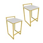 Conjunto 02 Banquetas Pietra Suede Base Dourado D03 - D'rossi