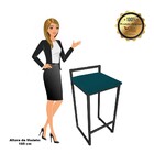 Conjunto 02 Banquetas Pietra Suede Base Preto D'rossi - Azul