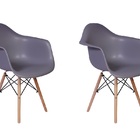 Conjunto 02 Cadeiras Charles Eames Wood Daw Com Braços Design