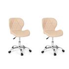Conjunto 02 Cadeiras Office Eiffel Slim Base Giratória - Nude