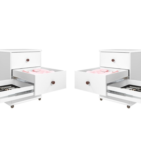 Conjunto 02 Mesa De Cabeceira 03 Gavetas E 01 Com Compartimen