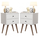Conjunto 02 Mesas De Cabeceira 02 Gavetas Jb 1818 Branco - Jb