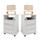 Conjunto 02 Mesas De Cabeceira 03 Gavetas Turim Branco - Rv M