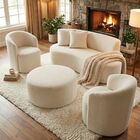 Conjunto 02 Poltronas + Sofá E Puff Curvo Orgânico Nature Gai