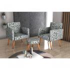 Conjunto 02 Poltronas E 1 Puff Dallas - Flor Cinza