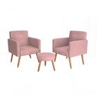 Conjunto 02 Poltronas E 1 Puff Dallas - Veludo Rose