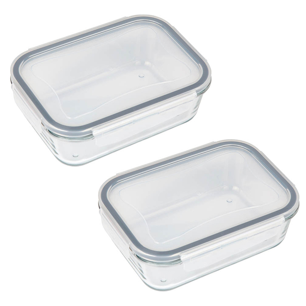 Conjunto 02 Potes Vidro Hermético Mantimentos Marmita 800ml