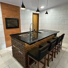 Conjunto 03 Banquetas Alta Em Madeira Maciça Nápoles Pinhão