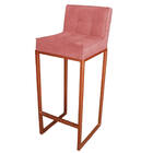 Conjunto 03 Banquetas Alta Lunna Assento Suede Rosê E Base Br