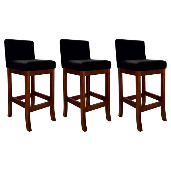 Conjunto 03 Banquetas Média Em Madeira Maciça Nápoles Pinhão