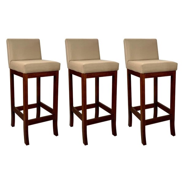 Conjunto 03 Banquetas Média Em Madeira Maciça Nápoles Pinhão