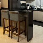 Conjunto 04 Banquetas Alta Em Madeira Maciça Nápoles Pinhão