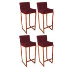 Conjunto 04 Banquetas Alta Lunna Assento Suede Bordô E Base B