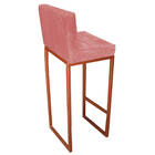 Conjunto 04 Banquetas Alta Lunna Assento Suede Rosê E Base Br